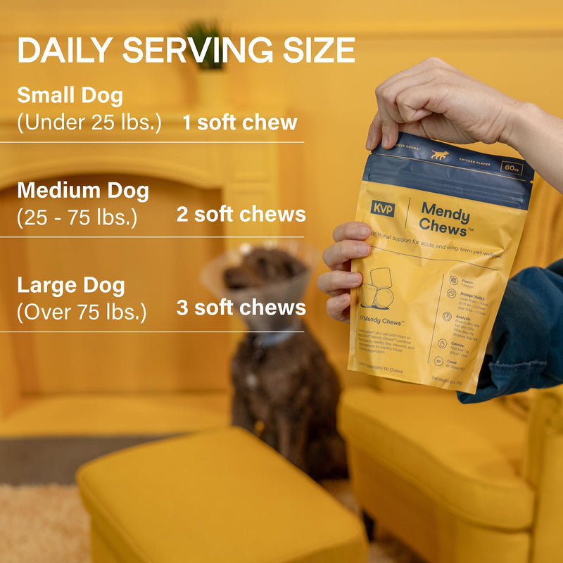 KVP Mendy Chews Multivitamin Treats for Dogs - Joint Support + Muscle Recovery - Recovery and Wellness Chew - Chicken Flavor - 60 Count - PawsPlanet Australia