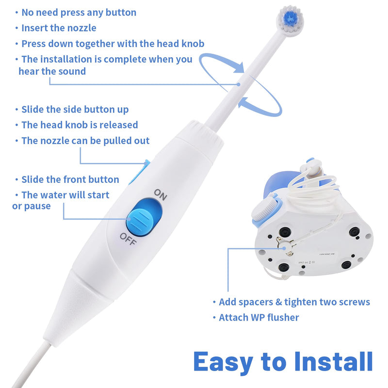 Replacement Hose and Handle Parts Compatible with Waterpik Water Flosser WP-100 WP-300 WP-660 WP-900 Series Oral Irrigator, Plastic Handle, Oral Hygiene Accessories (Slide Switch) Slide Switch - BeesActive Australia