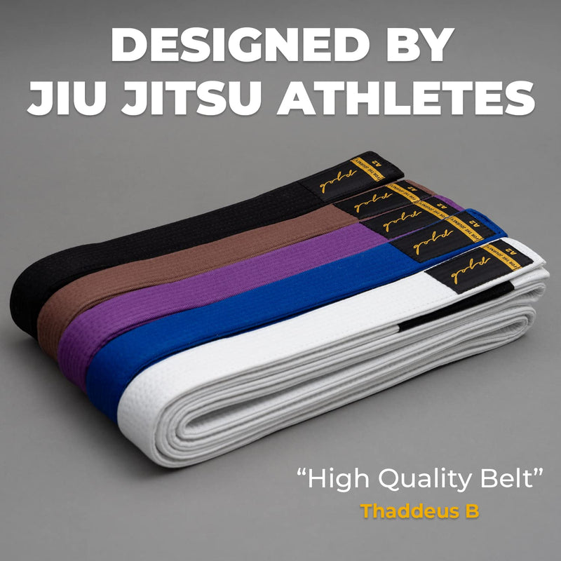 Gold BJJ Jiu Jitsu Belt - Premium Belts with Rank Bar for Stripes - IBJJF Competition Approved White A2 - BeesActive Australia