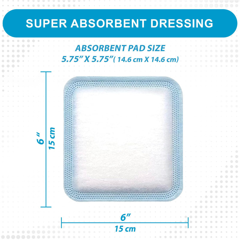 MedVance Super Absorbent Dressing, Non-Adhesive Pads for Wound Care, for Pressure Ulcers & 1st/2nd Degree Burns, Superior Moisture Absorption, Box of 10 dressings (6"x6" Bandage, 5"x5" Pad) 6"x6" 10 Pack
