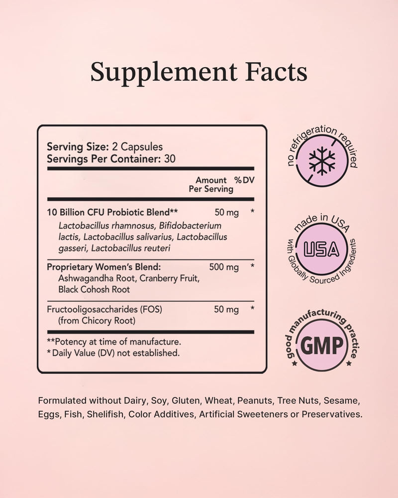 Vitamin Bounty Women's Pro-Daily Probiotic - Supports Vaginal, Digestive & pH Balance, 10 Billion CFUs, 5 Strains + Cranberry - 2 Pack of 60 Capsules 60 Count (Pack of 2)