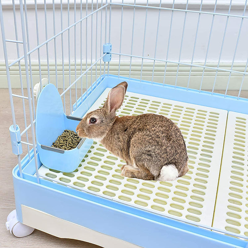 kathson Food and Water Bowl Cage Feeder for Rabbits Dish Feeder Removable Hanging Spill Proof Anti Bite for Rabbit, Guinea Pig, Chinchilla, Hamster, Ferret (Blue) Blue - BeesActive Australia