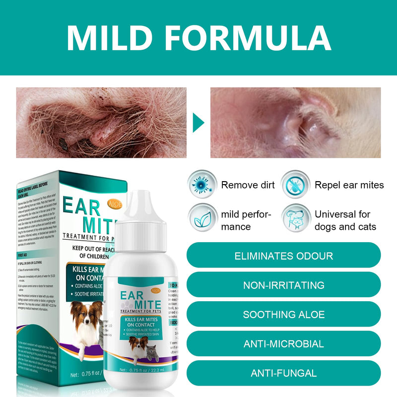 MADGININE Dog Ear Drops Dog Ear Infection Treatment Ear Mite Treatment for Dogs Cats Dog Ear Drops for Infection Antibiotics Alcohol-Free Relieves Itching & Built-Up Wax for Puppy Cats And Dogs