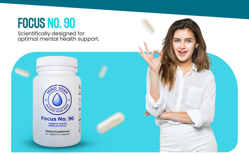 Mind Soak™ Focus No. 90 Omega-3 EPA/DHA & Citicoline Supplement | L-Tyrosine, L-Theanine, Methylated B Vitamins, 90 Capsules, Non-GMO, Made in Canada