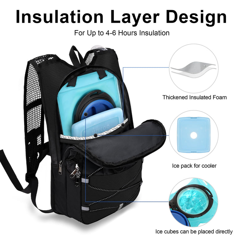 Hydration Backpack - Lightweight Water Backpack with 2L Water Bladder Bag, Running Hydration Vest Backpack for Men Women, Hydration Pack for Hiking, Cycling, Climbing MIYCOO (Black, 10L)