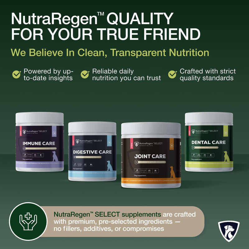 Nutraregen Select Dog Digestive Probiotic Powder and Dental Support Bundle | Pet Dental Powder & Dog Breath Freshener, 7 Bn CFU | 60 Scoops, 6.7 oz
