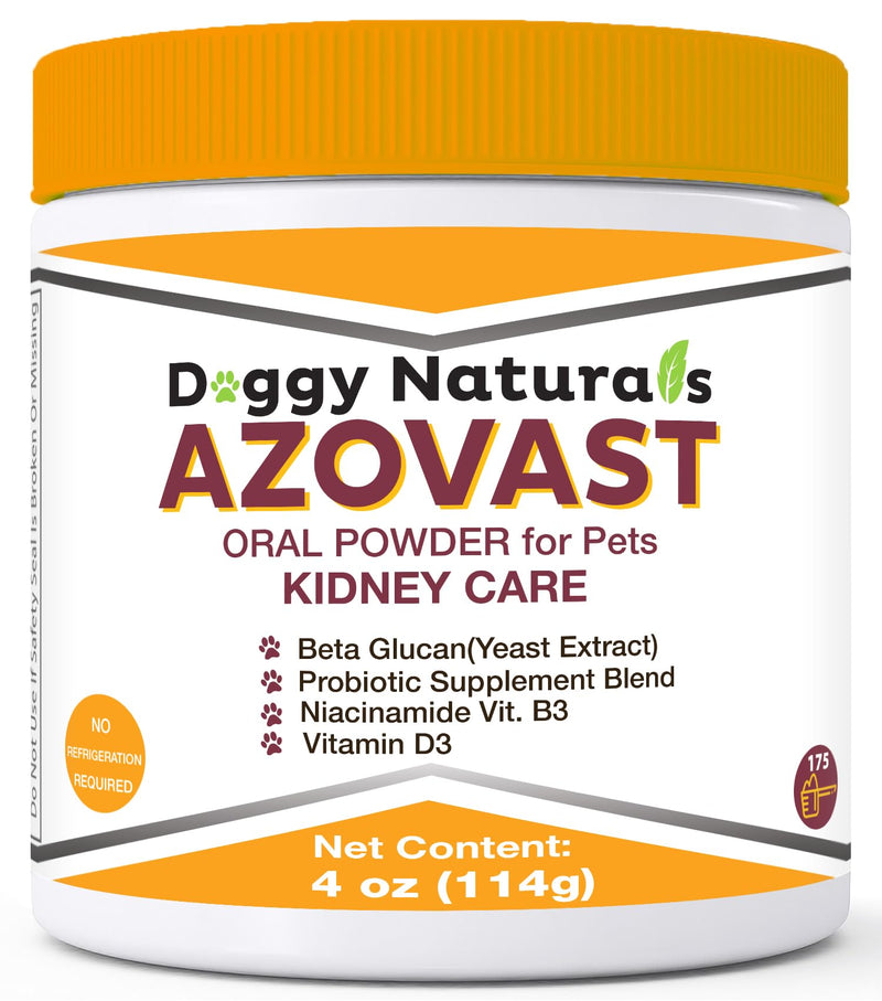 Azovast Powder Kidney Restores & Kidney Powder for Dogs & Cats, (4 Oz) - (175 Scoop/Jar) NO Refrigeration Required - Help Support Kidney Function & Manage Renal Toxins (Made in U.S.A) (4 Oz) 4 Oz (Pack of 1)