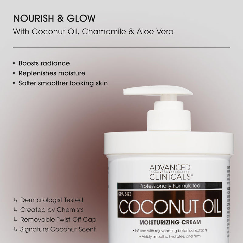 Advanced Clinicals Coconut Oil Body Cream For Women & Men | Hydrating Coconut Lotion For Extremely Dry Skin | Visible Anti Aging Body Butter Skin Care Balm Moisturizer For Hand, Heel, Feet, 16 Ounce 3 - Coconut Oil Botanical Body Lotion - BeesActive Australia