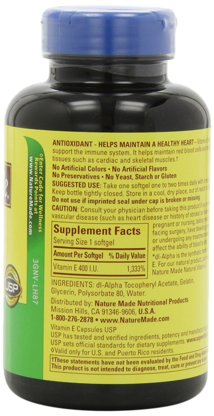 Nature Made Vitamin E 400IU, 300 Softgels 300 Count (Pack of 1)