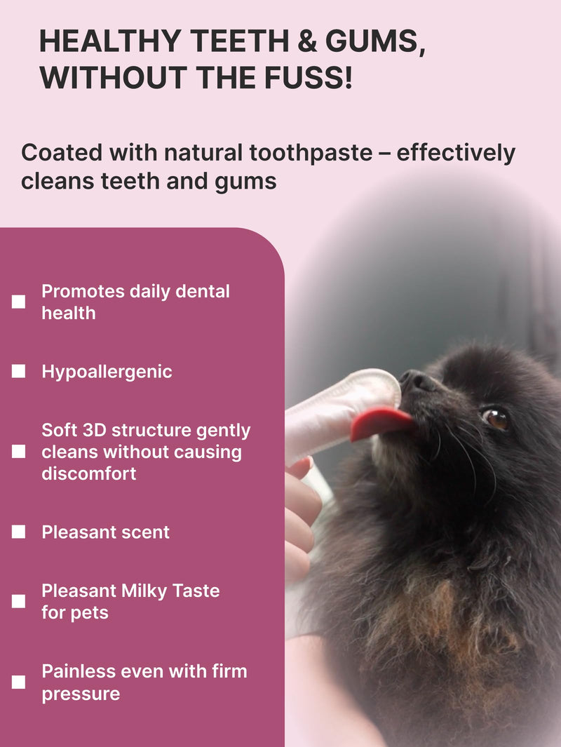 Cat & Dog Teeth Wipes | Cats & Dogs Cleaning Wipes with Finger Toothbrush | No Toothpaste Needed | Dog Breath Freshener & Teeth Cleaning Finger Pads | Tartar Remover | 35 pcs Dental care