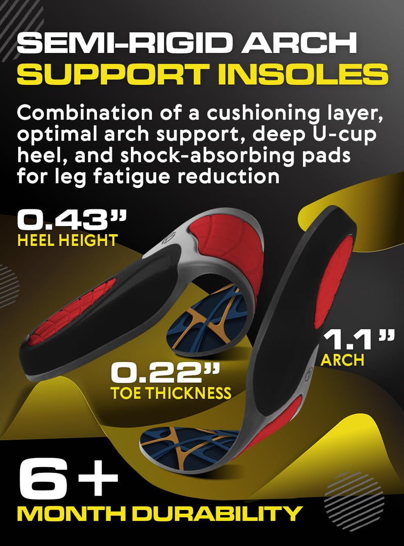 (New) Work Orthotic Insoles - Anti Fatigue Medium Arch Support Shoe Insert Men Women - Plantar Fasciitis Flat Feet - Relieve Foot Pain - Work Boot Insoles Standing All Day (XL, Blue Lines) XL(Men 11-13.5||Women 12-14.5)