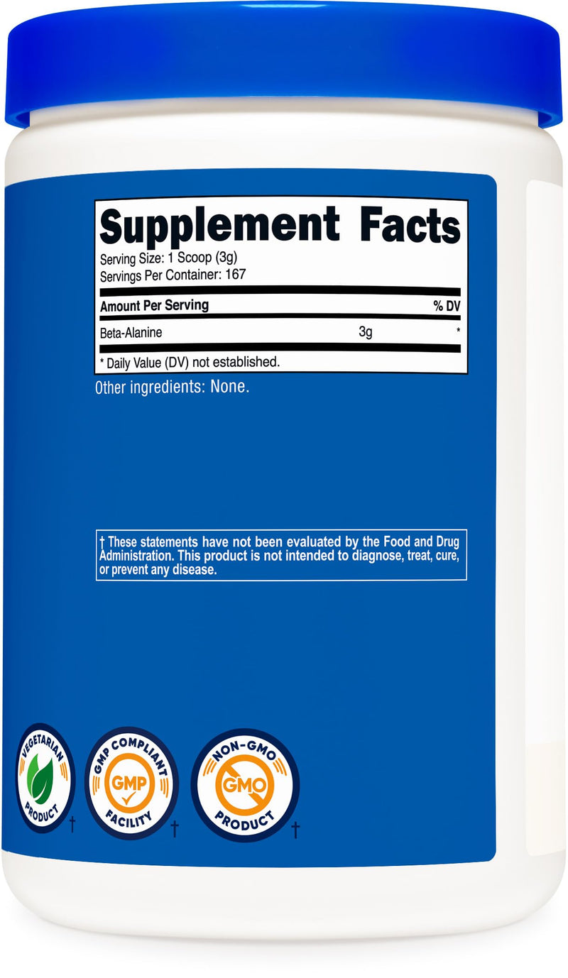 Nutricost Beta Alanine Powder 500 Grams (1.1lbs) - Pure Beta Alanine, Gluten Free & Non-GMO 1.1 Pound (Pack of 1) - BeesActive Australia