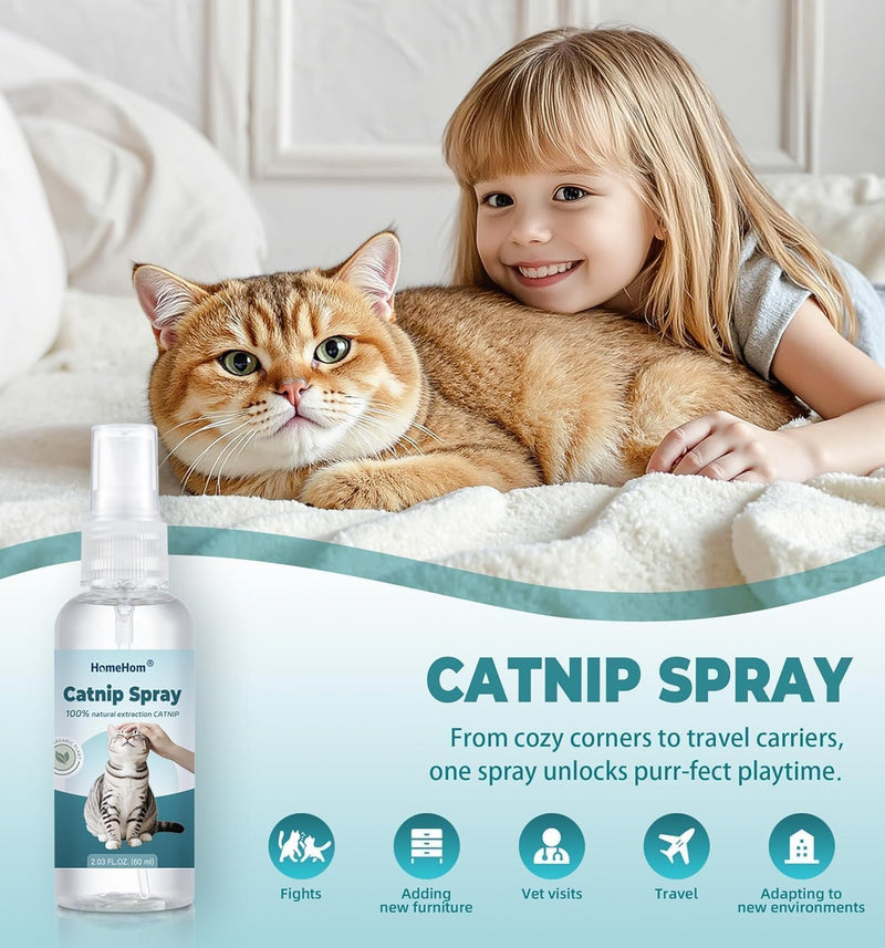 Catnip Spray for Cats – Calm Anxious, Stressed or Bored Indoor Cats Naturally – Spray on Toys, Bedding or Scratch Post – 100% Natural – Not for Direct Spray on Pets White