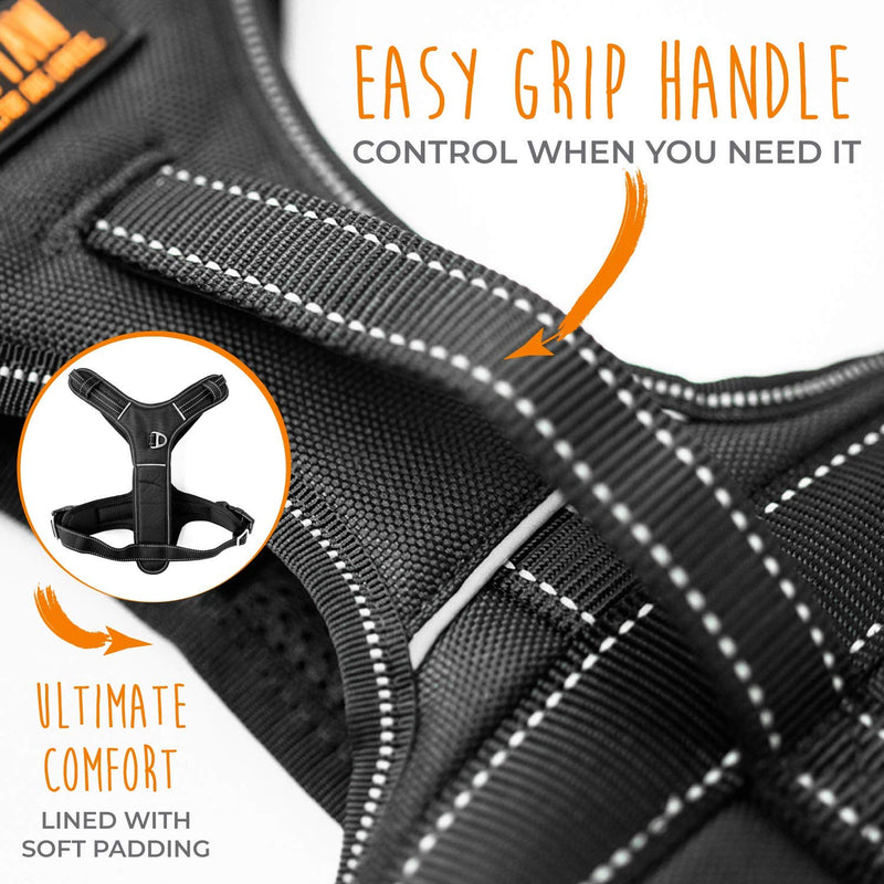 Mighty Paw Sport Harness 2.0 - Padded Dog Harness - Adjustable Neck and Chest Straps - Enhanced with Reflective Stitching - No-Pull Front Leash Attachment - Easy Grip Handle - Ultimate Comfort Medium Black - BeesActive Australia