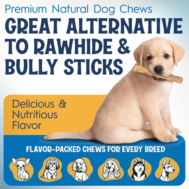 6" Collagen Sticks for Dogs – Low Odor Long-Lasting Bully Stick & Rawhide Alternative, Single Ingredient Beef Bone, High Protein Dental Treat, Vet Approved, Improves Joint Health – 20 Pack