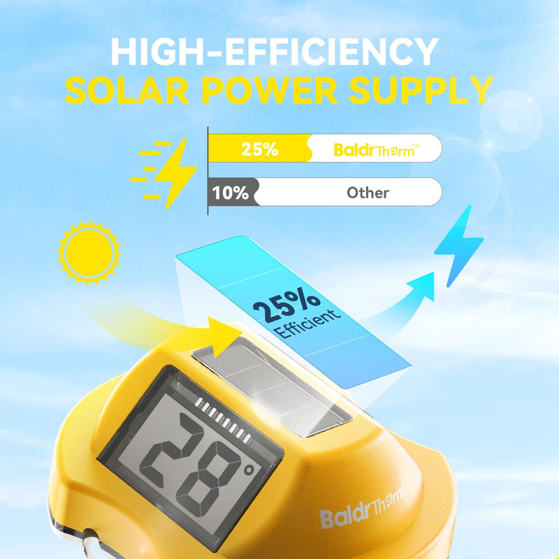 BaldrTherm Floating Pool Thermometer, Swimming Pool Thermometer Digital Solar, High Accurate, Anti-Fog Dual-Sided Display Screen for Babybath, Spas & Aquariums (Yellow) Yellow - BeesActive Australia