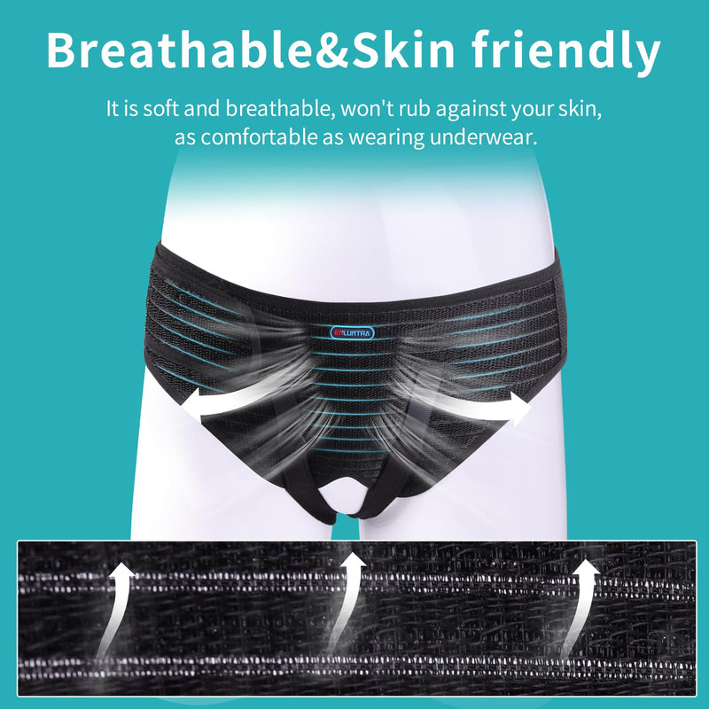 Hernia Belts for MenÔºå Adjustable Inguinal Hernia Support Belt for Men & Women with 4 Compression PadsÔºåHernia Support Truss for Single/Double Inguinal Ôºàblack-MÔºâ Medium