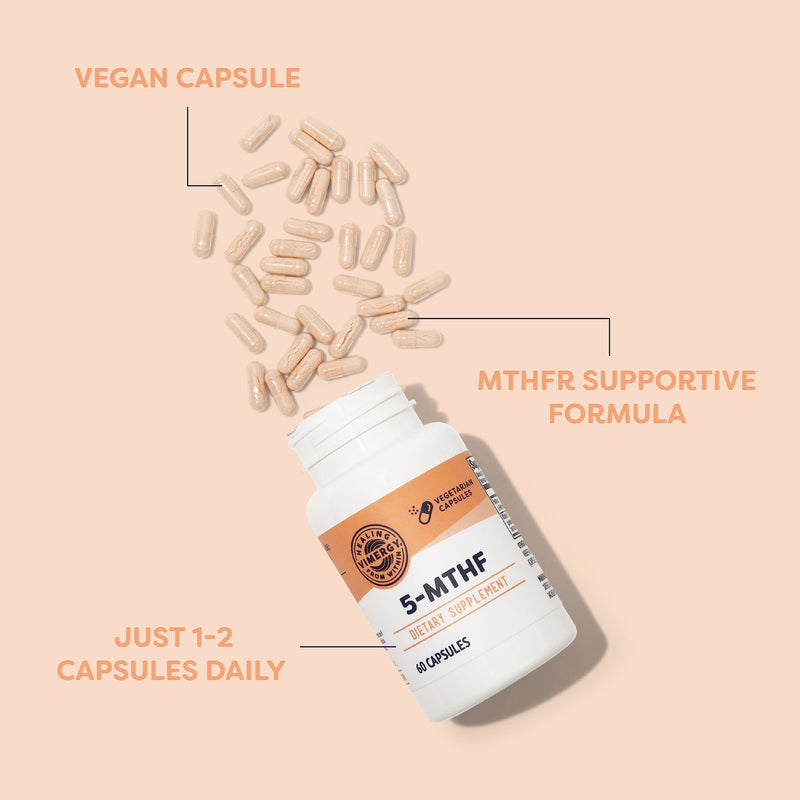 Vimergy 5-MTHF Vegan Capsules for Brain Energy Supplement, 60 Servings | Nootropic Promotes Brain Energy and Cognition* with 8500 mcg L-Methylfolate Glucosamine and 500 mcg Vitamin B12 Supplement