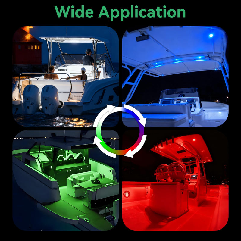 LED Boat courtesy Lights, 12V 3.9 Inch RGBW Marine Interior Lighting, IP67 Waterproof Boat Cabin Lights, Super Bright Anti-Glare Marine Deck Lighting for Pontoon Bass Sailboat
