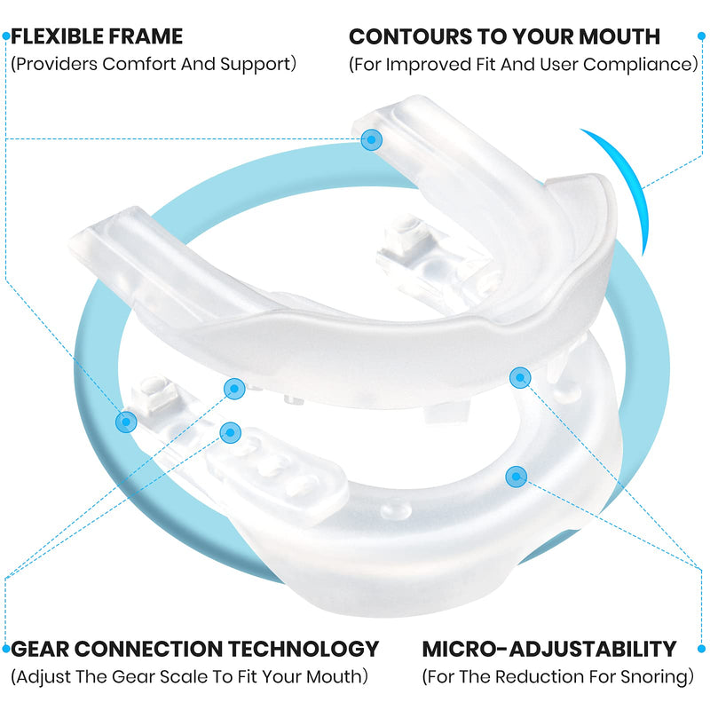 Anti-Snore Device, Snoring Solution Mouthpiece - Stop Snoring Mouth Guard for Men and Women Sleep-N07 White L - BeesActive Australia