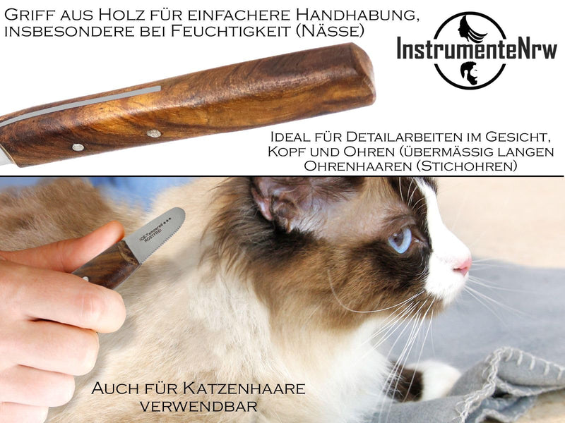 Trimming knife for the ears of dogs and cats with very fine teeth. For erect ears, head, paws, fur care. Small version fur knife dog scissors knife comb - BeesActive Australia