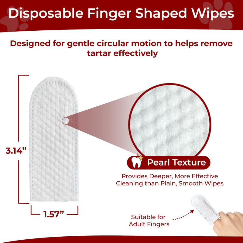 No- Rinse Dog Teeth Cleaning Wipes For Dogs & Cats, Dog Toothbrush Wipes & Dog Tooth Brushing kit Remove Bad Breath & Plaque & Tartar Buildup, Disposible Pet Dental Finger Wipes for Dogs - 50 Count