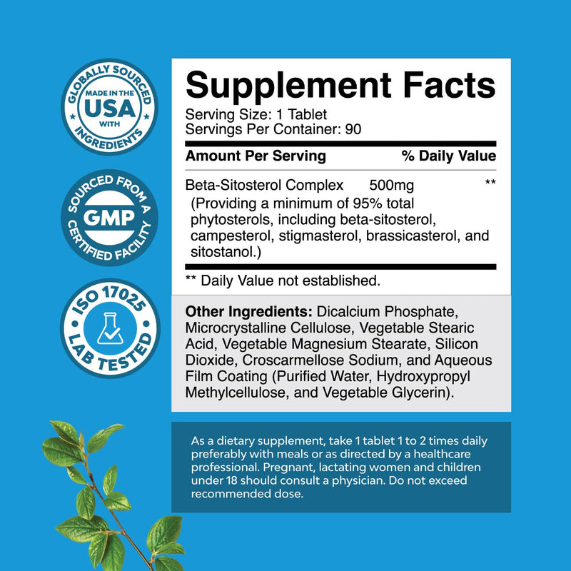 Beta Sitosterol for Men - Plant Sterols and Stanols - Prostate Health -90ct | Beta-sitosterol plant sterols & stanols formula for prostate health supplements for men 90 Count (Pack of 1)
