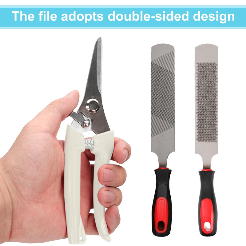 3pcs Goat Hoof Trimmers and File, Nail Clippers for Goats Hoof Nippers Curved/Straight Head Sheep Hoof Trimming Shears Hoof Rasp Horseshoe File for Goat Sheep Lamb Pig Animal Hooves(Off White) - BeesActive Australia