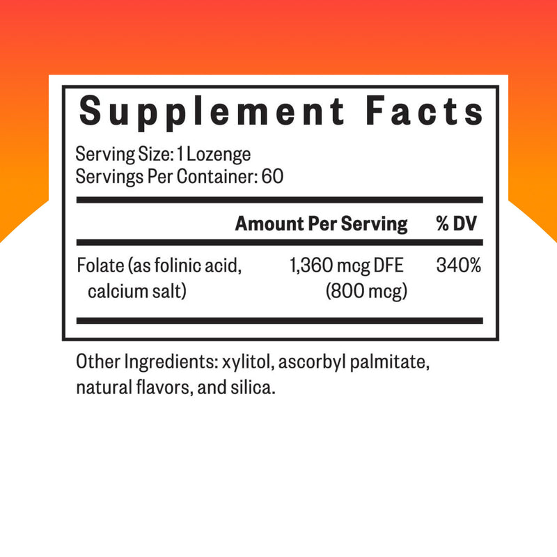 Seeking Health Folinic Acid - Methyl Free - Folinic Acid Supplement Supports Heart Health - Metabolically Active Alternative to Folate - 1360 mcg, 60 Lozenges 60 Count (Pack of 1)