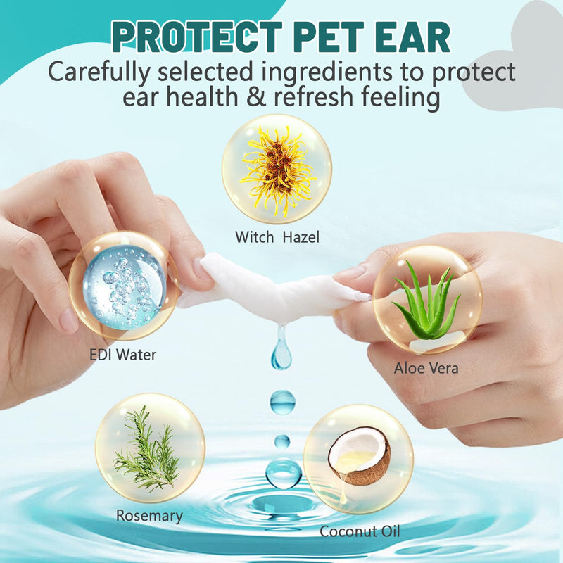 100 Pcs Dog Ear Wipes Finger, Dog Ear Cleaning Wipes Pet Ear Cleaner for Cats, Cat Ear Infection Treatment for Dogs Puppy Ear Wipes Cat Ear Cleaner Dog Itchy Ear Relief Ear Finger Wipes for Dogs - BeesActive Australia