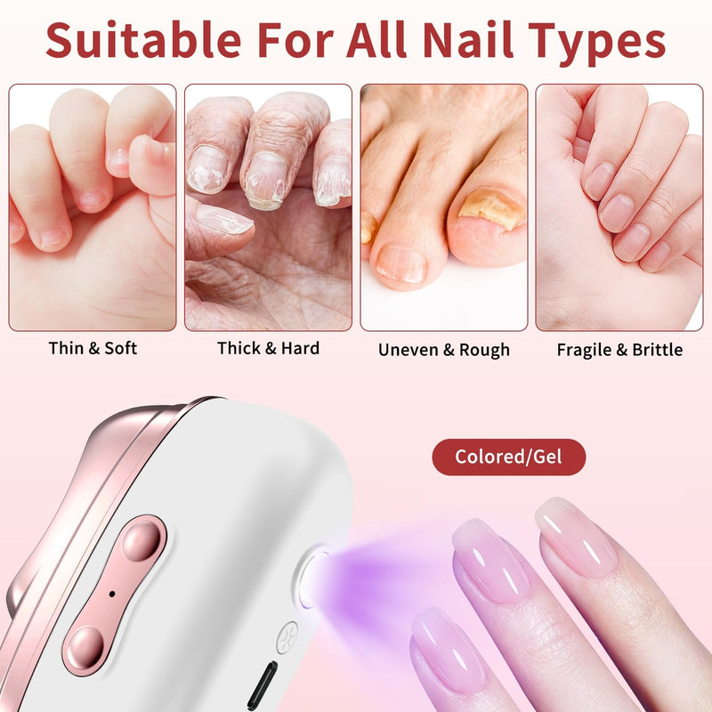 Electric Nail Clippers for Toenails Fingernail - 2026 4 in 1 Automatic Nail Trimmer with Nail File/Polishing/Gel Nail Light - USB Rechargeable for Baby/Kids/Adults/Seniors Thick Nails - BeesActive Australia