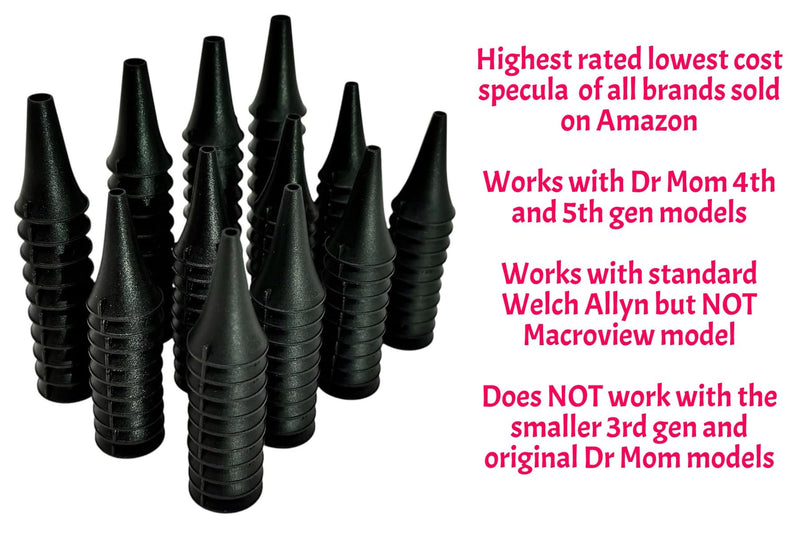 120 Doctor Mom Otoscope Specula 3 Sizes for 4th and 5th Generation Dr Mom Otoscope Includes 40 of Each Size 2.5mm, 3mm, 5mm. Important- NOT for The Smaller Dr Mom 3rd Gen and Original otoscopes. - BeesActive Australia