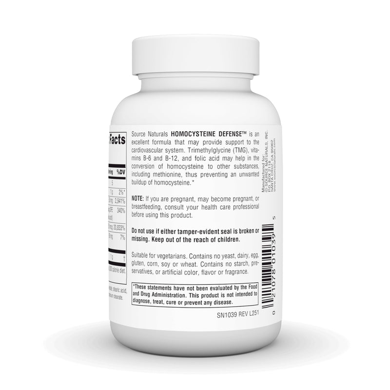 Source Naturals Homocysteine Defense, Helps Support the Cardiovascular System* - 120 Tablets 120 Count (Pack of 1)