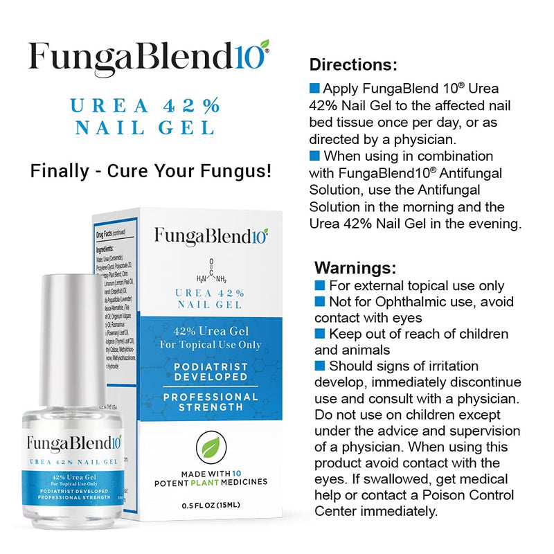 FungaBlend 10 - Urea 42% Nail Gel to Cure Fungus Faster - Delivers Antifungal Medication Directly to Fungus - Quick Results Topical Solution for Toe and Finger Nail Repair Treatment - BeesActive Australia