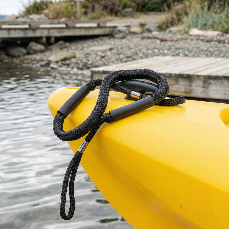 NewDoar 4 Pack Bungee Dock Lines Mooring Rope 2200LBS Boat Dock Anchor Line with Side Foam Floats for Sailboat, PWC, Kayak, Wooden Boat,Surfboard, Watercraft Accessories(4FT,Black) Black-4 feet-4pcs - BeesActive Australia