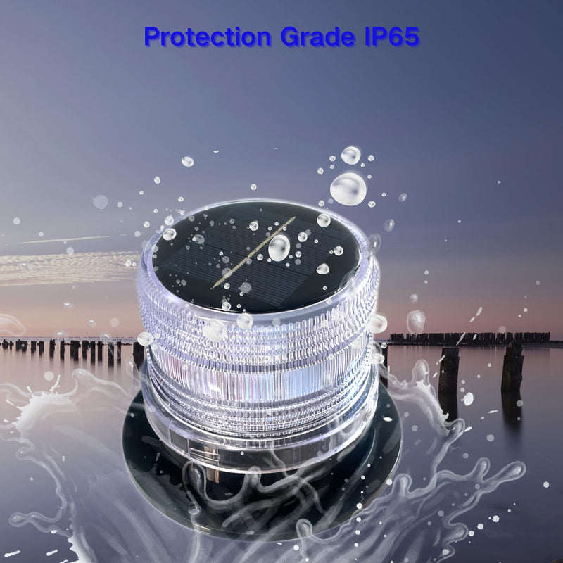Cloud Fire LED Anchor Light for Boat Yacht, Magnetic Solar Powered Navigation Lamp, IP65 Waterproof & Dustproof, Strobe Warning Light, PC Material,4 Modes (Flashing, Strobe, Steady,Rotation), White White light