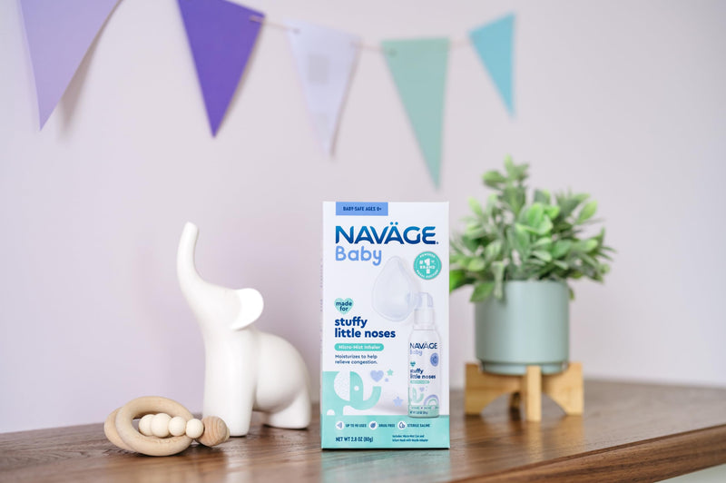 Navage Baby Micro-Mist Saline Inhaler - Saline Nasal Spray for Congestion Relief - Pediatrician Endorsed Baby Nasal Spray w/Mask & Quiet, Continuous Mist (2.8 oz)