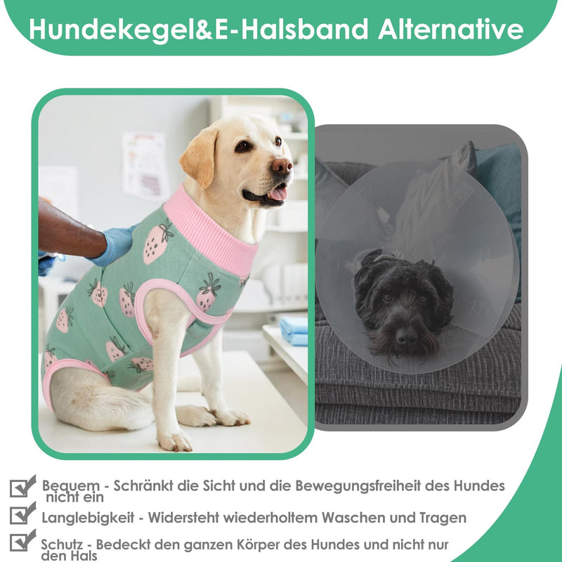 AOFITEE dog bodysuit after surgery, dog bodysuit after surgery bitch, comfortable surgery body dog, dog bodysuit after castration male dog, leak protection dog with pee hole pee opening for abdominal wounds, strawberry M green strawberry - BeesActive Australia