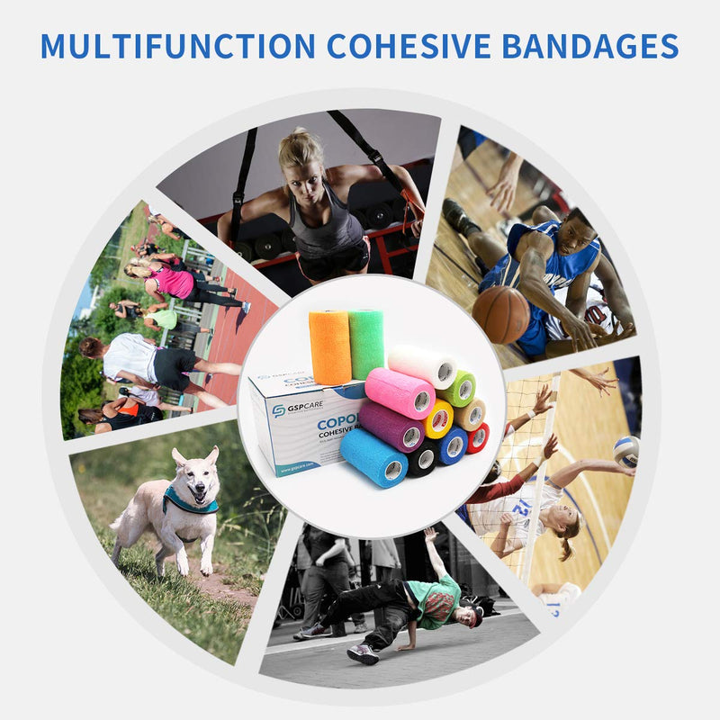 GSPCARE Animal Bandage Self-Adhesive 5 cm x 4.5 m, 6 Rolls Self-Adhesive Bandage Elastic Cohesive Bandage, Adhesive Bandage for Swelling of Ankle Sprains on Wrist Printed - BeesActive Australia