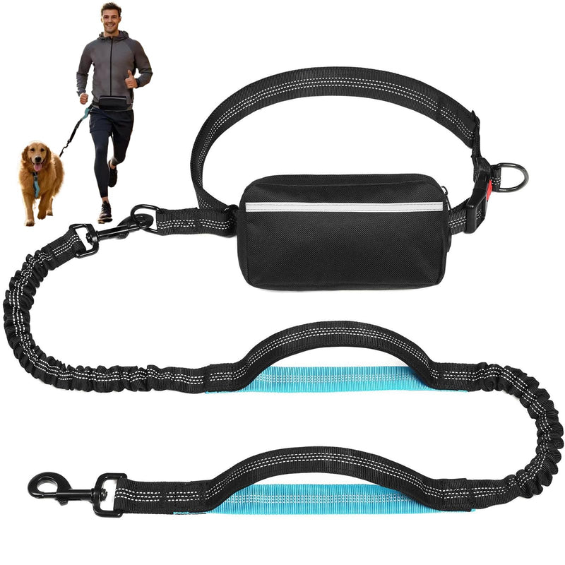 Hands Free Dog Leash with Zipper Pouch, Dual Padded Handles Running Leash for Medium and Large Dog, Retractable Bungee Waist Dog Leash for Walking Hiking Running Black - BeesActive Australia