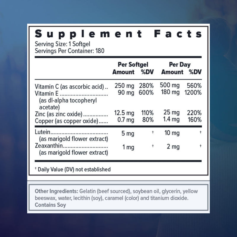 Focus Select AREDS2-Based Eye Vitamin Supplement with Low-Zinc, 180 Count | Lutein and zeaxanthin vision supplement for macular support, doctor-developed, safe for smokers, made in USA, 90-day supply 180 Count (Pack of 1)