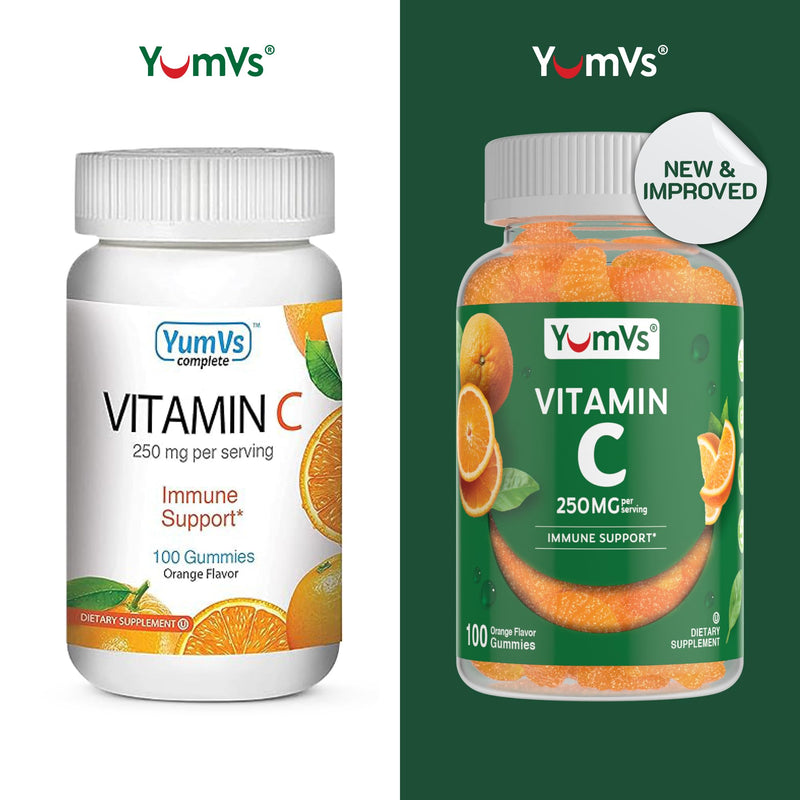 YumVs Vitamin C Gummies for Adults - 250 mg Orange Flavored Vitamin C Gummy - Vitamin C Chewable Immune Gummies for Adults - Immune Support Supplement - Kosher, Halal, Gluten Free (200 Count), 2 Pack 100 Count (Pack of 2)