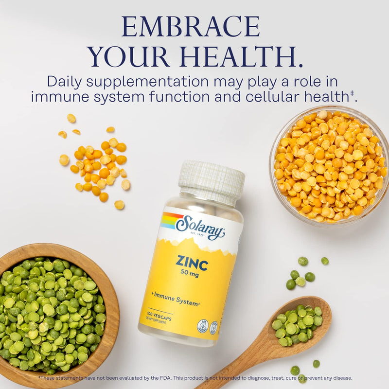 Solaray Zinc 50mg Immune Support Capsules, 100 Count, Vegan, Pumpkin Seed 100 Count (Pack of 1)
