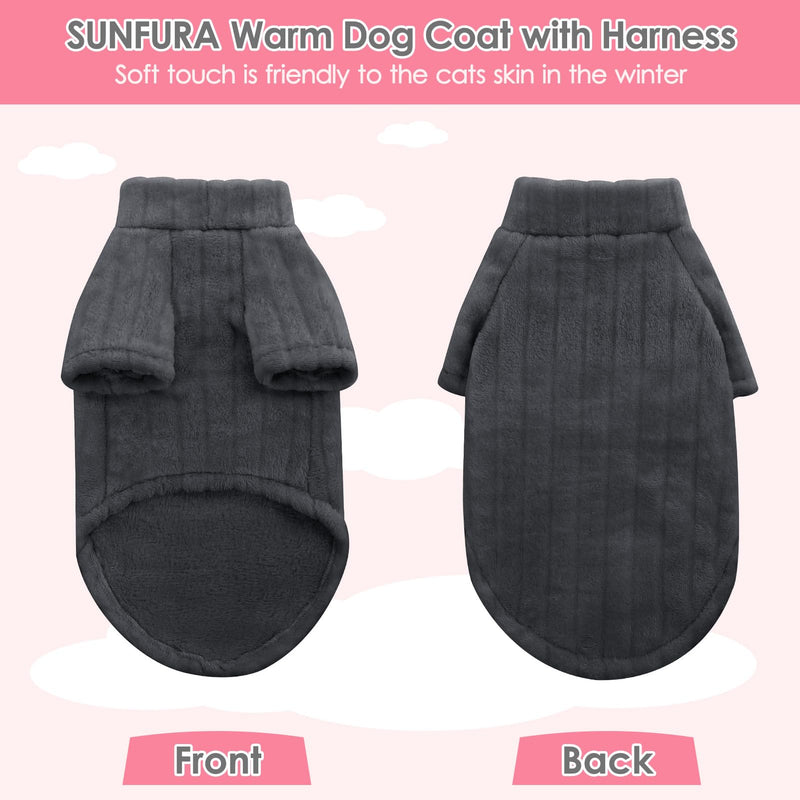 SUNFURA Sweaters for Cats, Hairless Sphynx Cat Sweater Kitten Pullover with Sleeves, Warm and Soft Cat Pajamas Fleece Cat Sweatshirt Jumpsuit, Turtleneck Cat Clothes for Fall Winter, Gray L Large Deep Grey - BeesActive Australia