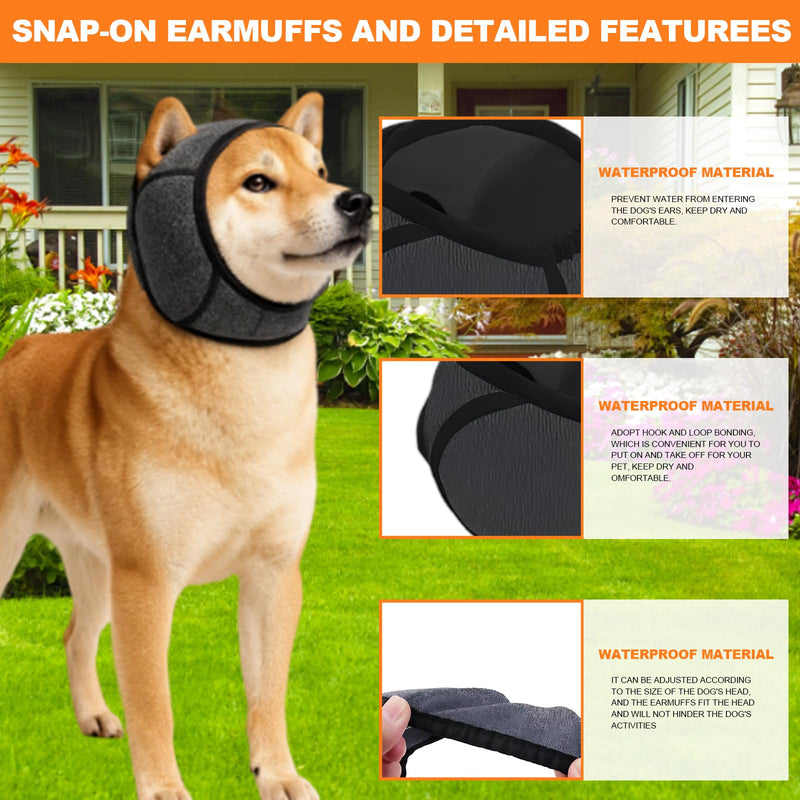 Dog Ears Cover, Dog Ear Defenders,Adjustable Muffs Noise Protection Comfortable Quiet Dogs Calming Hood Ear Head Wrap Cups Shower Cap Pet Supplies for Bath, Shower(M,head Circumference: 45-60)