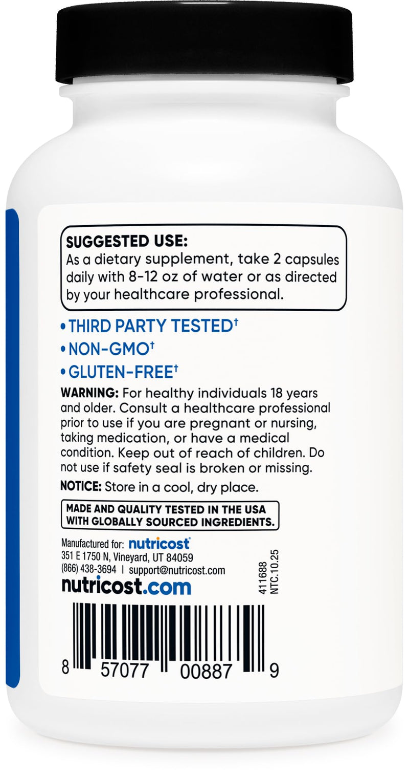 Nutricost HMB (Beta-Hydroxy Beta-Methylbutyrate) 1000mg, 120 Capsules | 500mg Per Capsule, 60 Servings - Gluten Free and GMO-Free 120 Count (Pack of 1)
