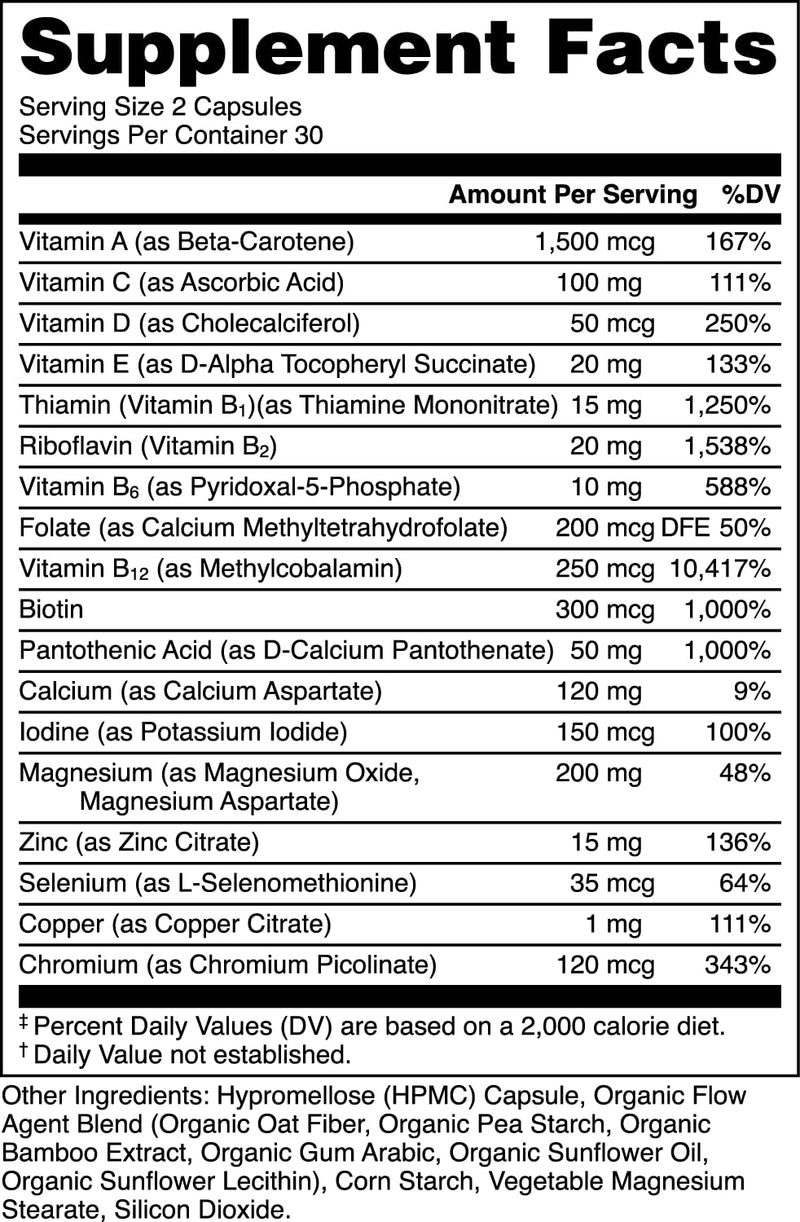 Bucked Up Stag Multivitamin - Men - Full Spectrum Vitamin Formula - Vitality, Immunity and Muscle Function (60 Capsules)