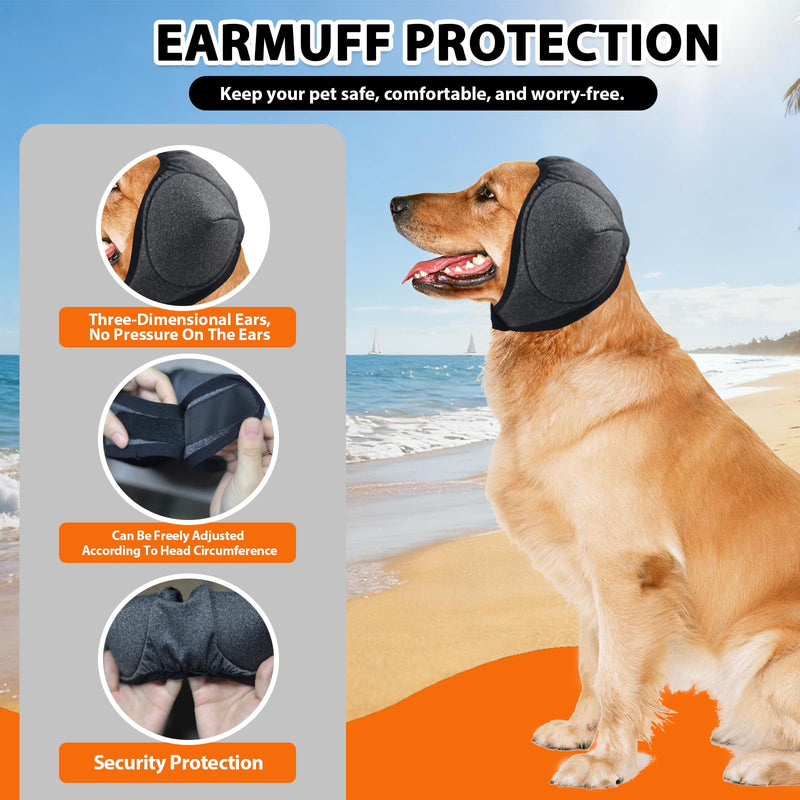 Triangle-Design Dog Ear Covers – Upgraded Water-Resistant Ear Protection for Dog Bathing, Grooming & Swimming, Adjustable Reusable Wrap for Noise & Blow-Dry Relief (Grey, M)