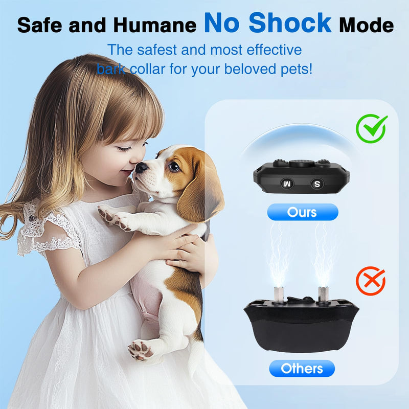 Bark Collar for Small Medium Dogs 5-15lbs. Dog Bark Collar with No Shock Safe & Humane Mode，Barking Collar with 7 Adjustable Sensitivity & 3 Adjustable Beep & Vibration Modes black&white - BeesActive Australia