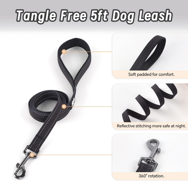 Dog Harness Leash Set, No Pull Adjustable Halter Cute Comfort Padded Handle for Medium Sized Large Small Dogs Walking Training Running with Reflective（Small,Black） Black - BeesActive Australia